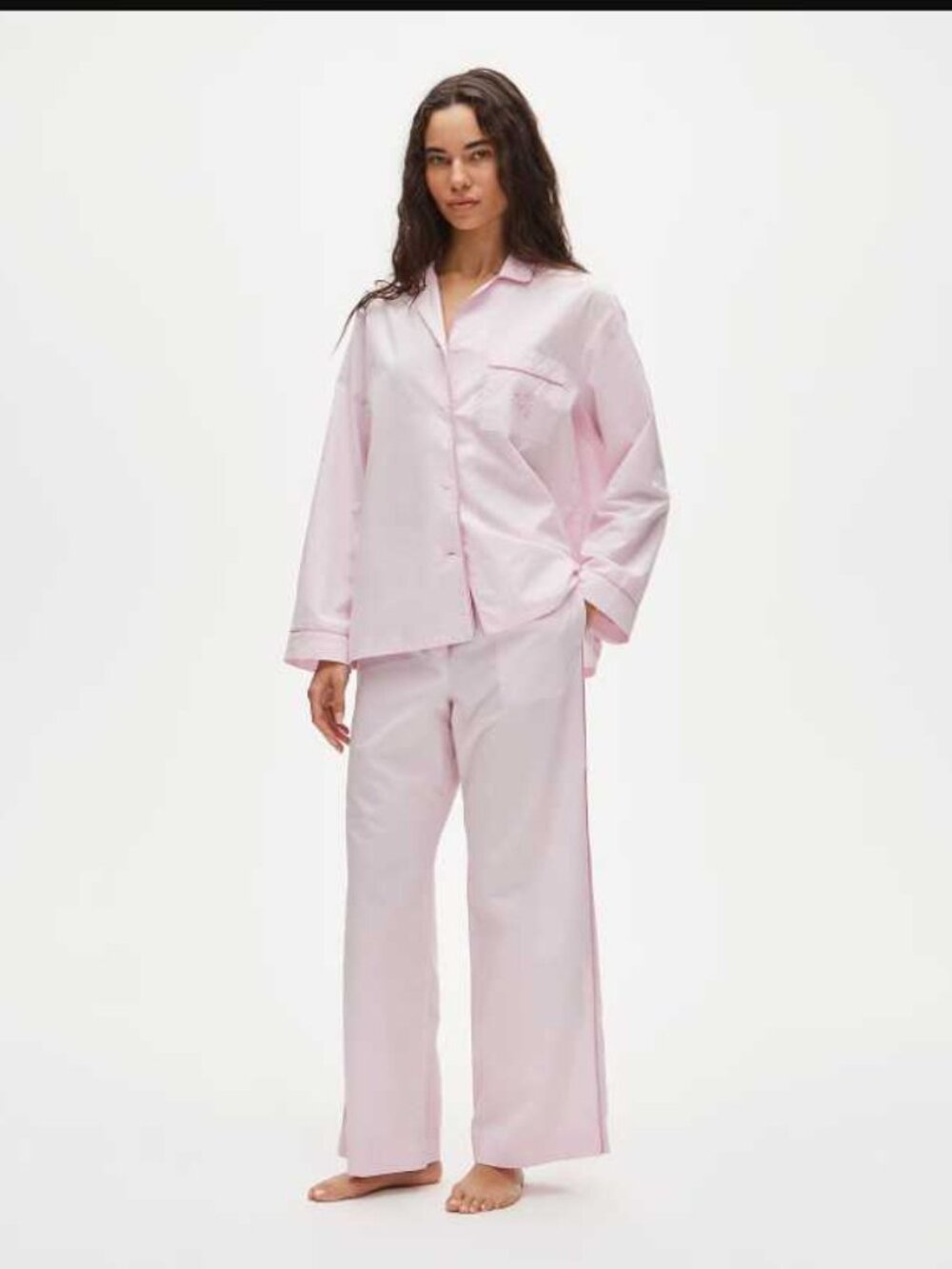 New S J.Crew classic "Mom" embroidered pajama pant set in end on end cotton